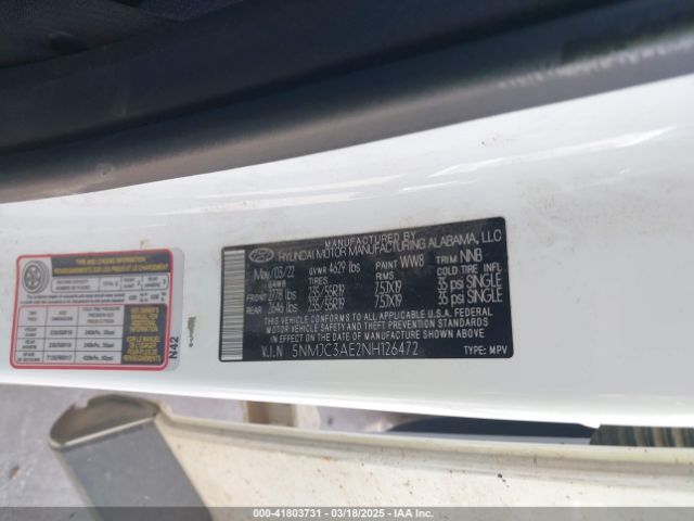 5NMJC3AE2NH126472 Hyundai TUCSON SEL