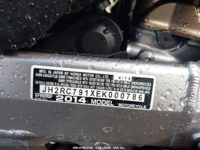 2014 HONDA VFR800 JH2RC791XEK000786 Photo 9