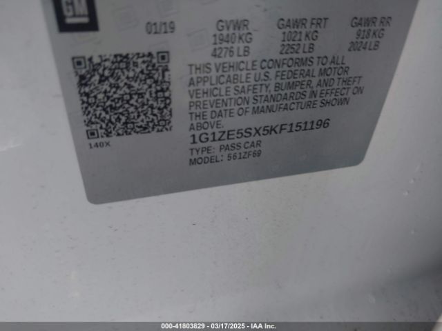 1G1ZE5SX5KF151196 Chevrolet Malibu Premier