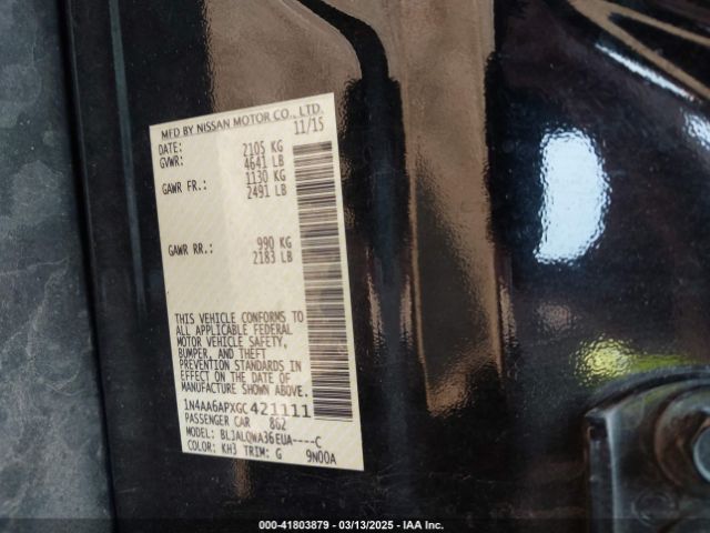 1N4AA6APXGC421111 Nissan Maxima 3.5 S