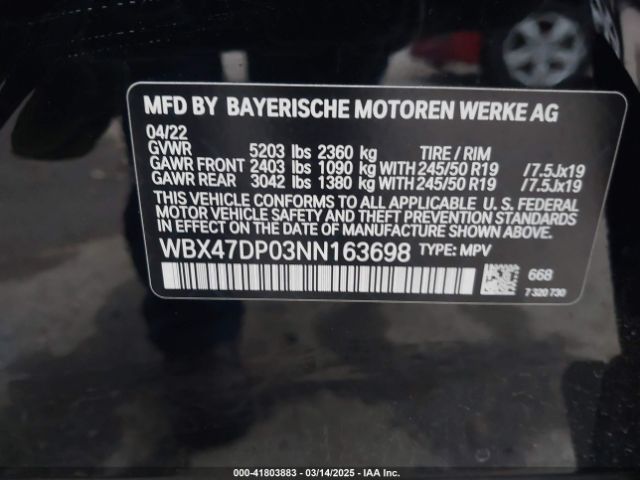 WBX47DP03NN163698 BMW X3 Sdrive30i