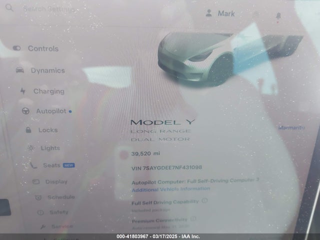 2022 TESLA MODEL Y 7SAYGDEE7NF431098 Photo 6