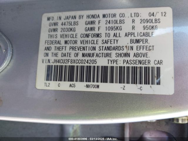 2012 ACURA TSX JH4CU2F8XCC024205 Photo 8