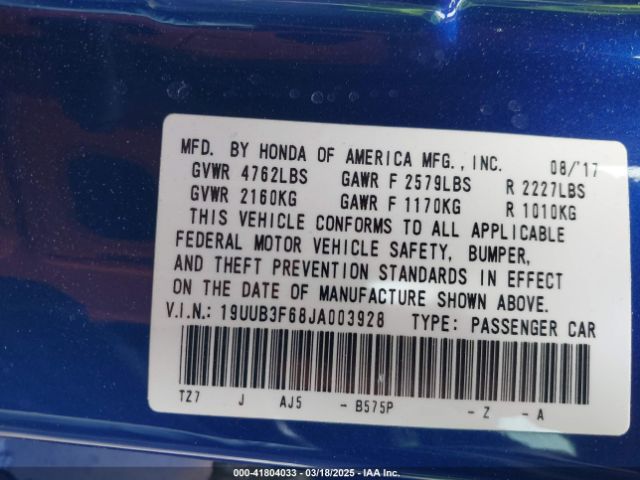 2018 ACURA TLX 19UUB3F68JA003928 Photo 8