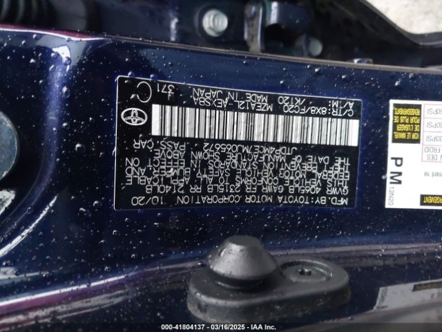 JTDP4MCE7MJ065672 Toyota COROLLA SE