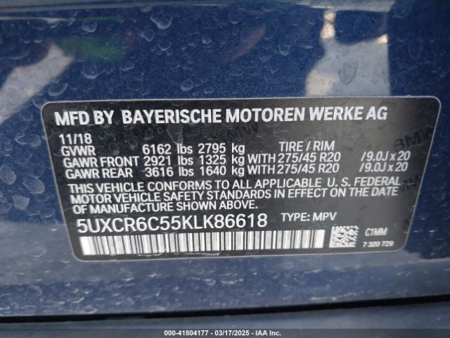 5UXCR6C55KLK86618 BMW X5 Xdrive40i