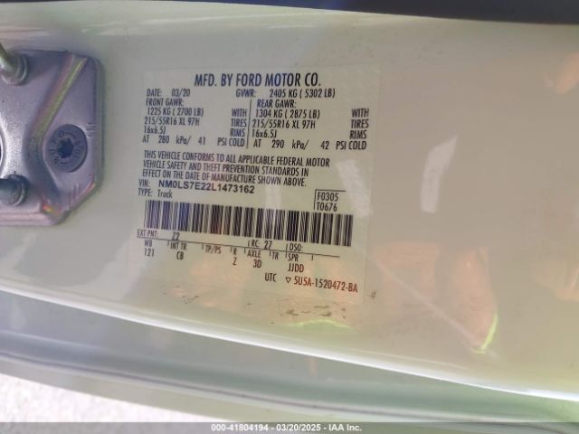 NM0LS7E22L1473162 Ford Transit Connect Xl Cargo Van