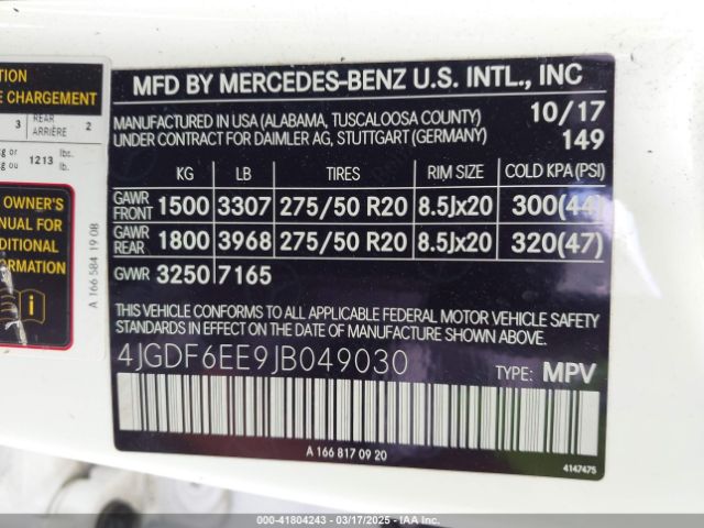 2018 MERCEDES-BENZ GLS 450 4JGDF6EE9JB049030 Photo 8