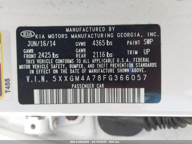 5XXGM4A78FG366057 KIA Optima Lx