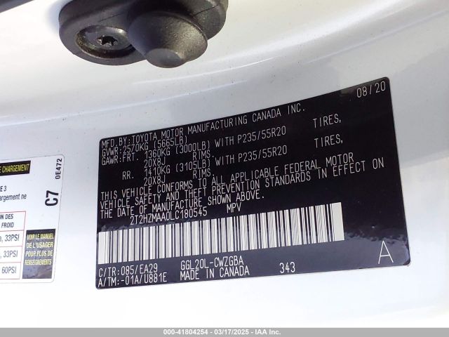 2T2HZMAA0LC180545 Lexus RX 350