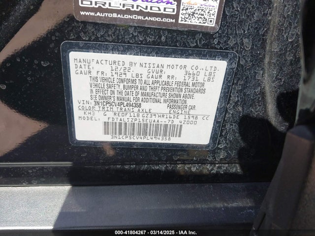 3N1CP5CV4PL494358 Nissan Kicks Sv Xtronic Cvt