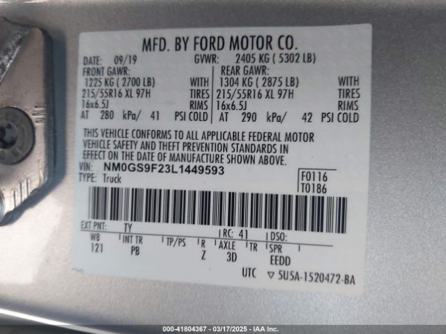 NM0GS9F23L1449593 Ford Transit Connect Xlt Passenger Wagon