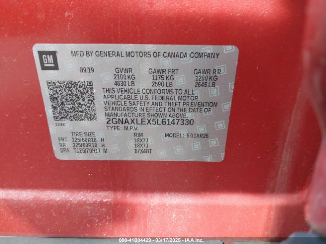 2020 CHEVROLET EQUINOX 2GNAXLEX5L6147330 Photo 8