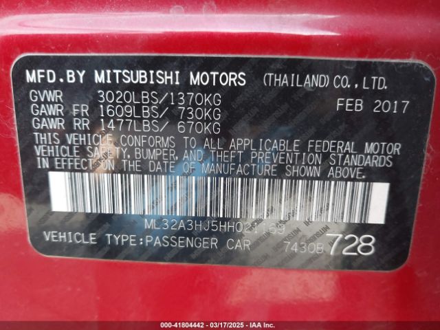 ML32A3HJ5HH021169 Mitsubishi MIRAGE ES