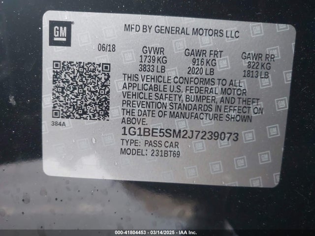 1G1BE5SM2J7239073 Chevrolet Cruze Lt Auto