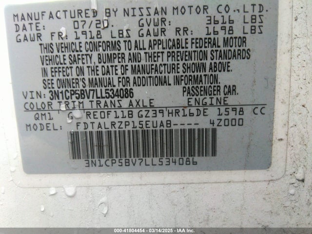 Nissan Kicks S Xtronic Cvt 2020 3N1CP5BV7LL534086 Image 9