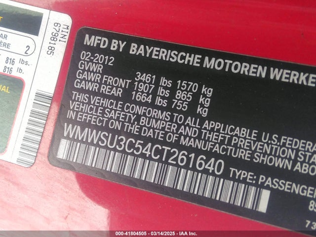 2012 MINI COOPER WMWSU3C54CT261640 Photo 8