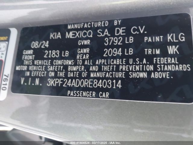 3KPF24AD0RE840314 KIA Forte Lxs