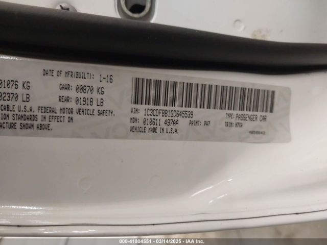 1C3CDFBB1GD645539 Dodge DART SXT