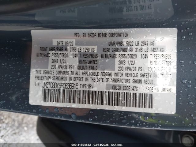 JM3TCBDY5P0636916 Mazda Cx-9 Carbon Edition