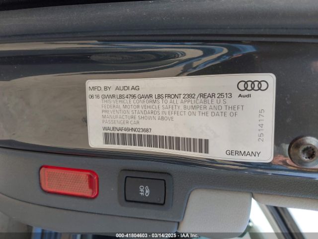 WAUENAF46HN023687 Audi A4 2.0t Premium