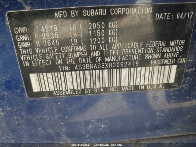 4S3BNAS6XH3062419 Subaru Legacy 2.5i Sport