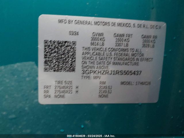 3GPKHZRJ1RS505437 Honda Prologue Elite