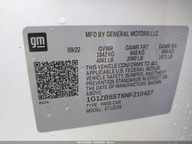 1G1ZB5ST6NF210427 Chevrolet Malibu Fwd Ls