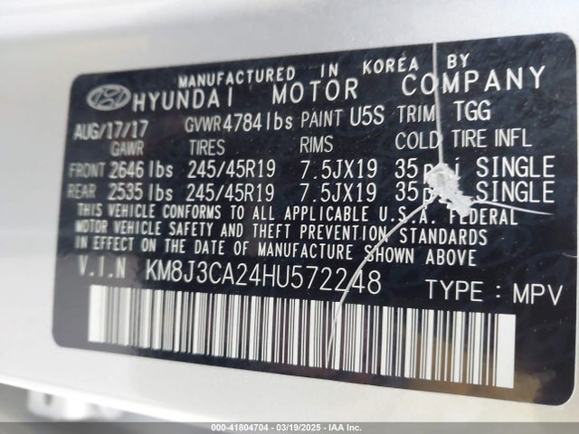 KM8J3CA24HU572248 Hyundai Tucson Value