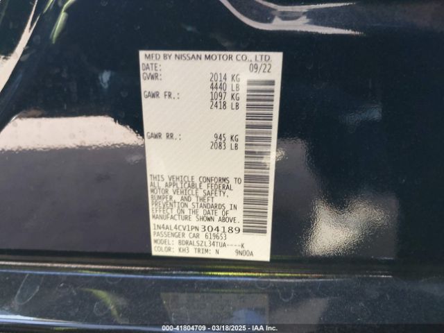 1N4AL4CV1PN304189 Nissan Altima Sr Vc-turbo Fwd