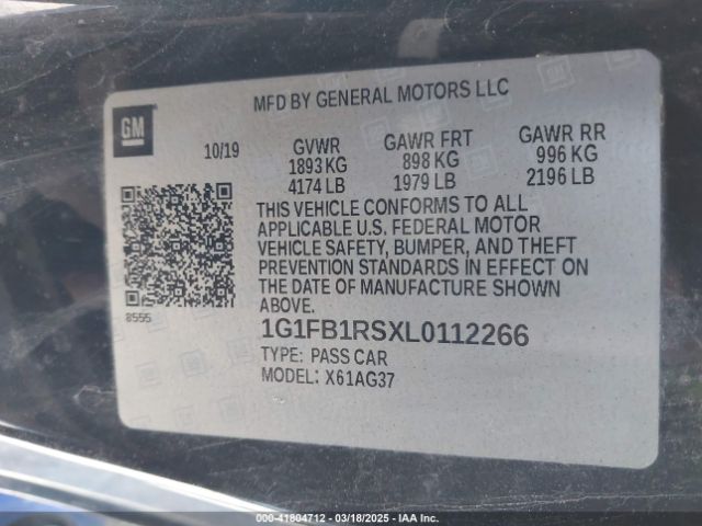 1G1FB1RSXL0112266 Chevrolet Camaro Rwd  1lt