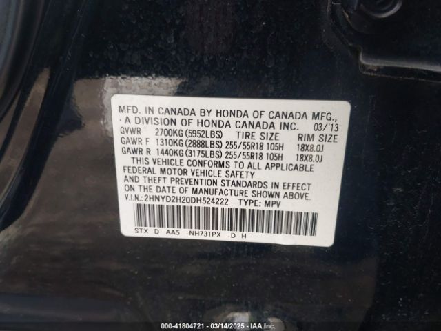 2013 ACURA MDX 2HNYD2H20DH524222 Photo 8