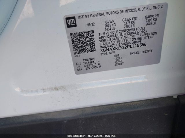 3GNAXKEG2PL118556 Chevrolet Equinox Fwd Lt
