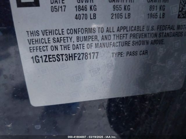 1G1ZE5ST3HF278177 Chevrolet MALIBU 1LT