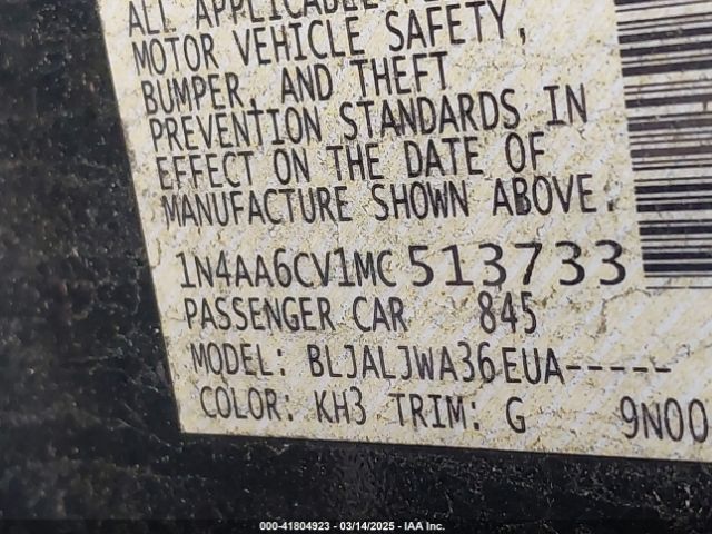 1N4AA6CV1MC513733 Nissan Maxima Sv Xtronic Cvt