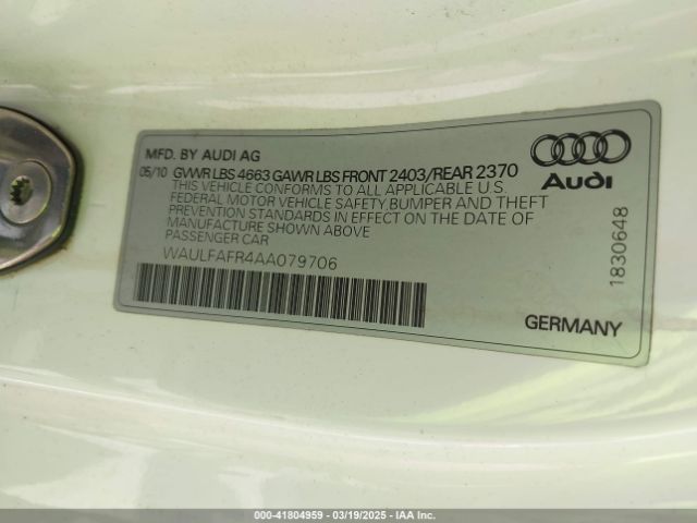 2010 AUDI A5 WAULFAFR4AA079706 Photo 8