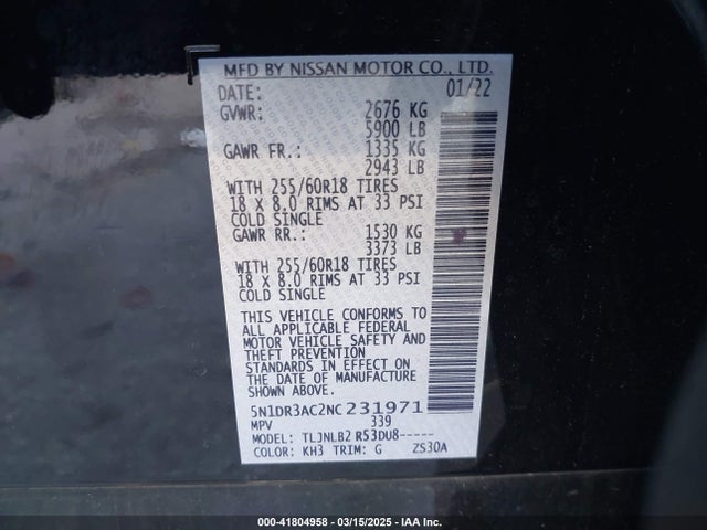 Nissan Pathfinder S 4wd 2022 5N1DR3AC2NC231971 Image 9