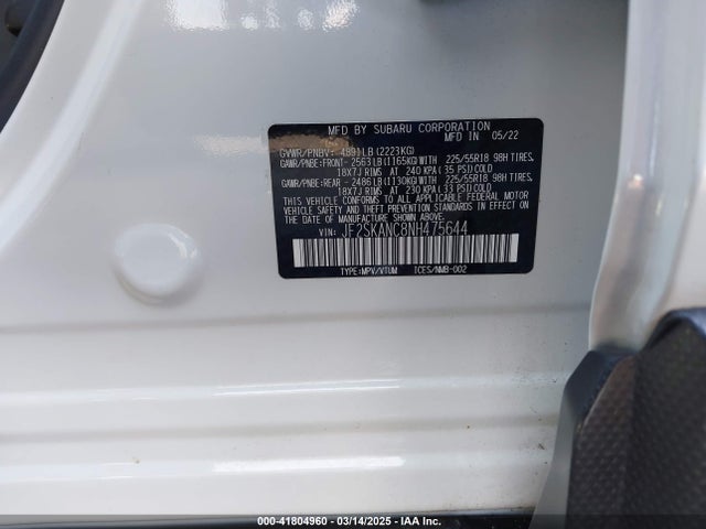 JF2SKANC8NH475644 Subaru Forester Limited