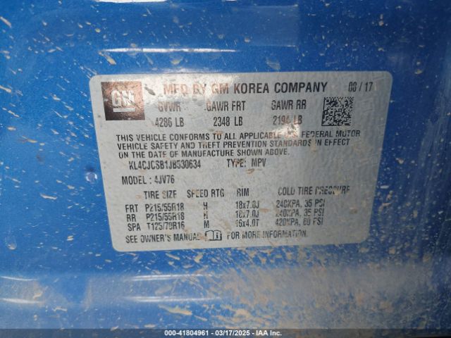 KL4CJCSB1JB530634 Buick Encore Essence
