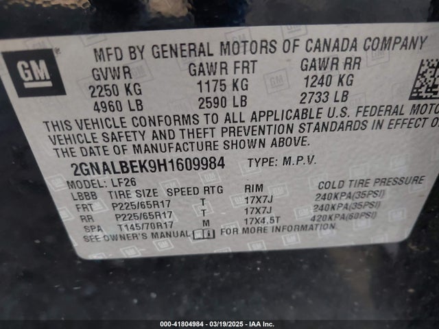 2GNALBEK9H1609984 Chevrolet EQUINOX LS