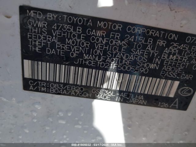 JTHCE1D21F5005590 Lexus IS 350