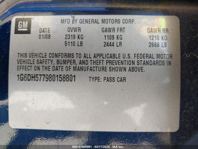 2008 CADILLAC CTS 1G6DH577980158801 Photo 8