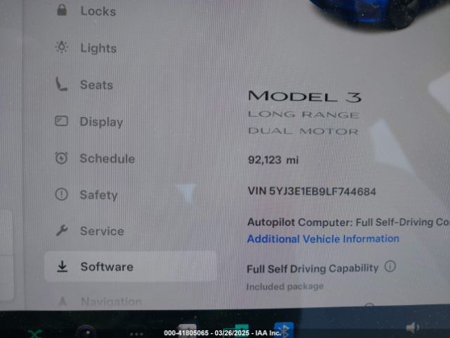 5YJ3E1EB9LF744684 Tesla Model 3 Long Range Dual Motor All-wheel Drive
