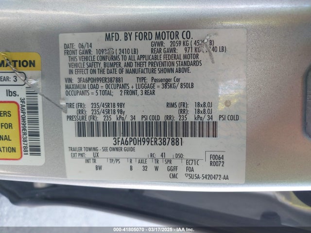 Ford 2014 2014 3FA6P0H99ER387881 Image 9