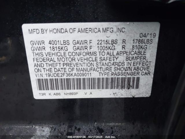 19UDE2F36KA009011 Acura Ilx Standard
