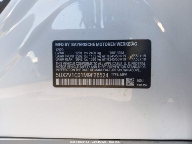 5UX2V1C01M9F26524 BMW X4 Xdrive30i