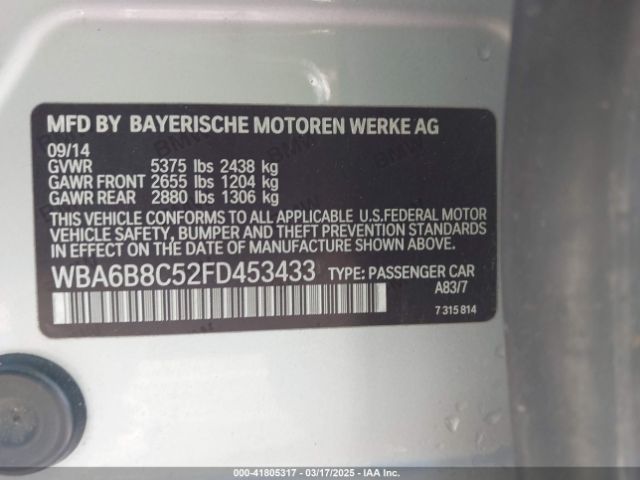 WBA6B8C52FD453433 BMW 640i Gran Coupe Xdrive