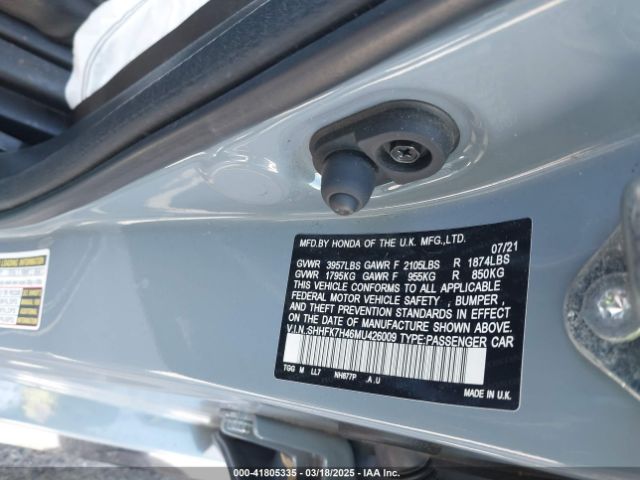 SHHFK7H46MU426009 Honda Civic Sport