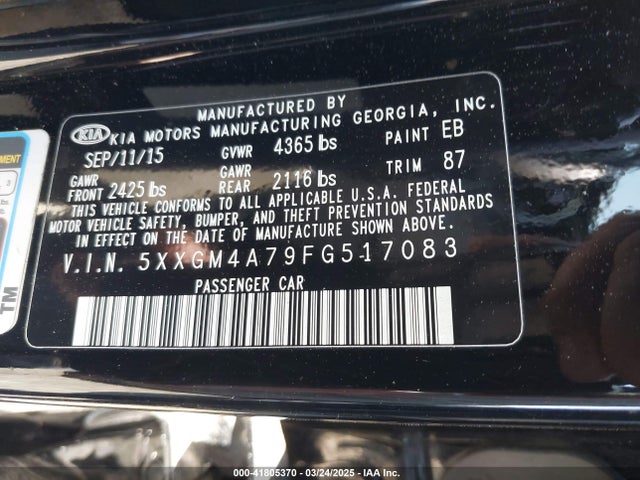 5XXGM4A79FG517083 KIA Optima Lx