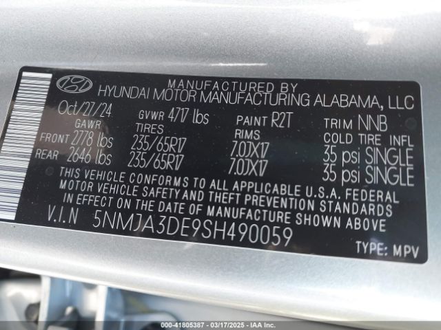 5NMJA3DE9SH490059 Hyundai TUCSON SE